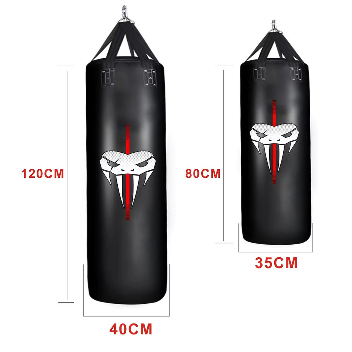 Sac de frappe avec chaîne en métal renforcé – 80 ou 120 cm