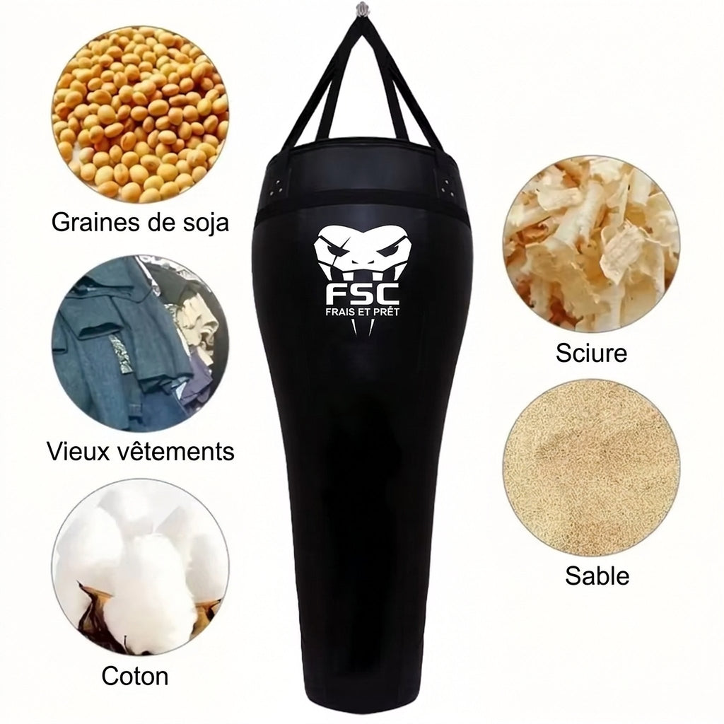 Sac de frappe avec chaîne en métal renforcé – 80 ou 120 cm